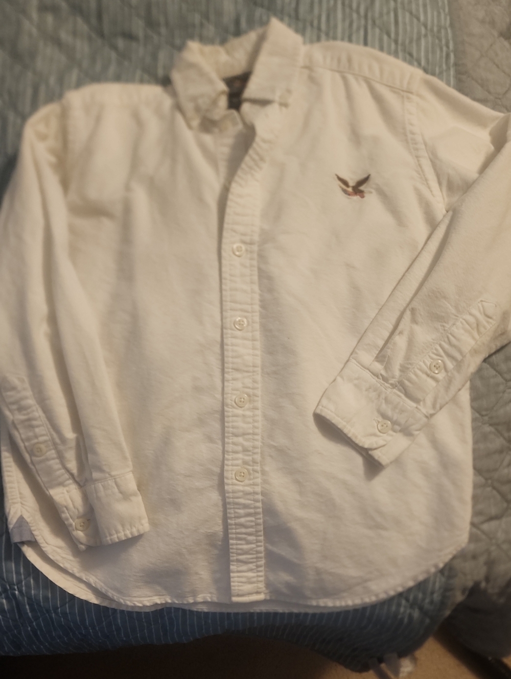 Sz S (8/10) American Living White Long-Sleeve Button-Down Oxford Shirt
